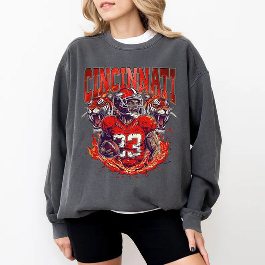 Cincinnati Graphic Football Sweatshirt, Vintage Cincinnati Football Shirt, Cincinnati Shirt, Football Shirt, Cincinnati Fans Gift Tee