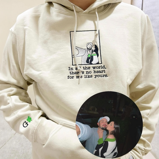 Custom Portrait Embroidered Shirt | Roman Numeral Hoodie | Matching Couple Sweatshirt