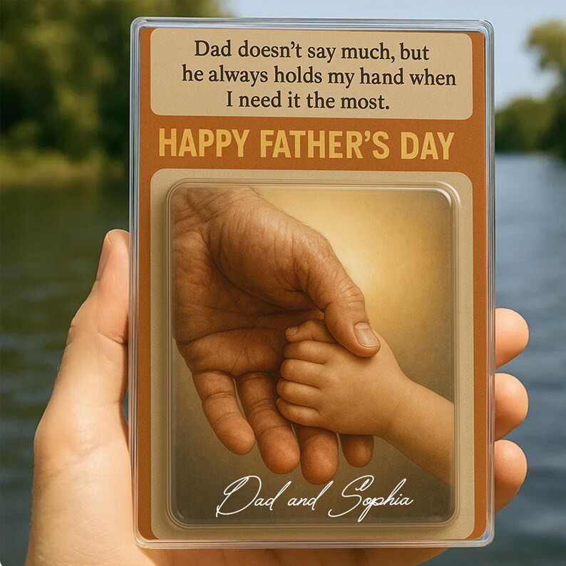 Personalized Father’s Day Gift – Acrylic Block with Holding Hands Design and Quote – Custom Keepsake from Daughter or Son to Dad