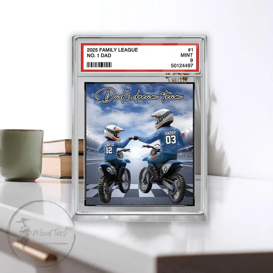 Motocross No.1 Dad Grandpa Man&Kids Trading Card Style Personalized Acrylic Block,Fathers Day Gift for Motocross Dad,Husband,Motorcycle Gift