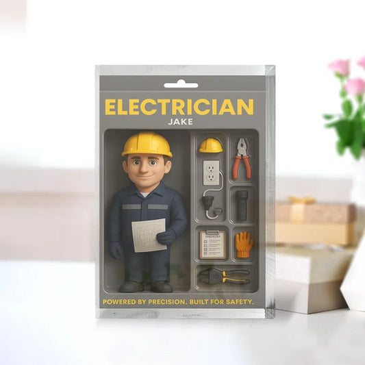 Personalized Electrician Gift for Him - Custom Acrylic Block for Electrician Dad or Coworker, Unique Father’s Day or Work Anniversary Gift