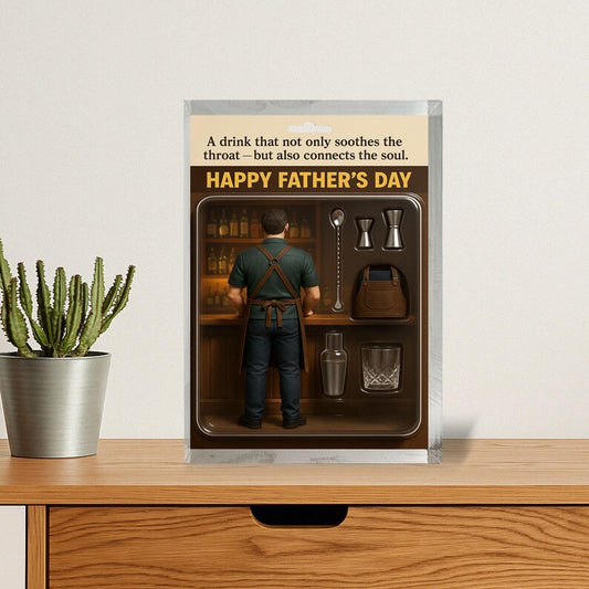 Personalized Bartender Dad Acrylic Block-Father’s Day Gift for Mixology Lover | Custom Bar Tools Display for Dad Who Connects Through Drinks
