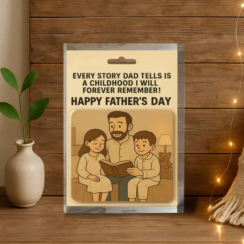 Personalized Father’s Day Gift – Dad Storytime Acrylic Block – Heartwarming Custom Keepsake from Kids – Unique Gift for Dad or Husband