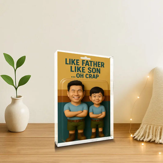 Personalized Funny Father’s Day Gift – Like Father Like Son Acrylic Block – Custom Keepsake from Kids – Unique Gift for Dad or Husband