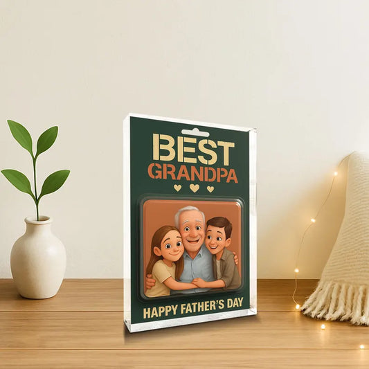 Personalized Father’s Day Gift for Grandpa – Best Grandpa Acrylic Block – Custom Keepsake from Grandkids – Unique Gift for Grandfather