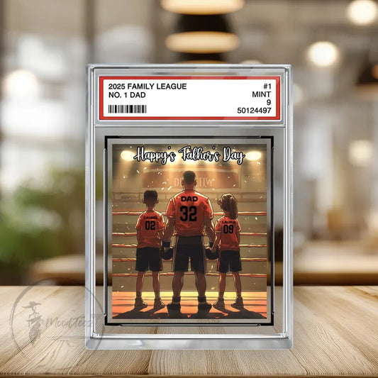 Boxing No. 1 Dad Personalized Trading Card Acrylic Block Plaque, Custom Father's Day Gift from Kid, Sport Dad Keepsake, Dad & KidS Decor
