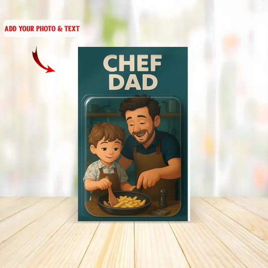 Personalized Chef Dad Acrylic Block – Custom Cooking Scene with Kid – Father’s Day Gift from Son or Daughter, Add Photo & Text