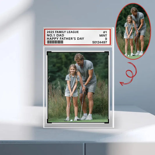 Custom Family League No. 1 Dad, Personalized Trading Card Acrylic Block Plaque, Custom Father's Day Gift For Dad Husband, Sport Dad Keepsake