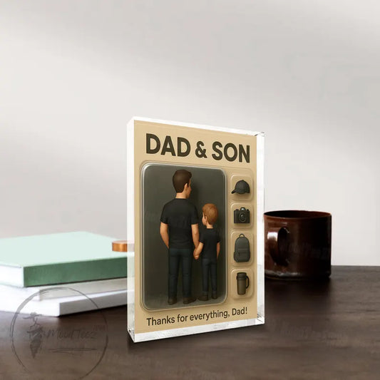 Personalized Photo Dad And Kids Action Figure Acrylic Block, Best Dad Ever Block Plaque, Custom Father's Day Gift For Dad, Gift For Husband