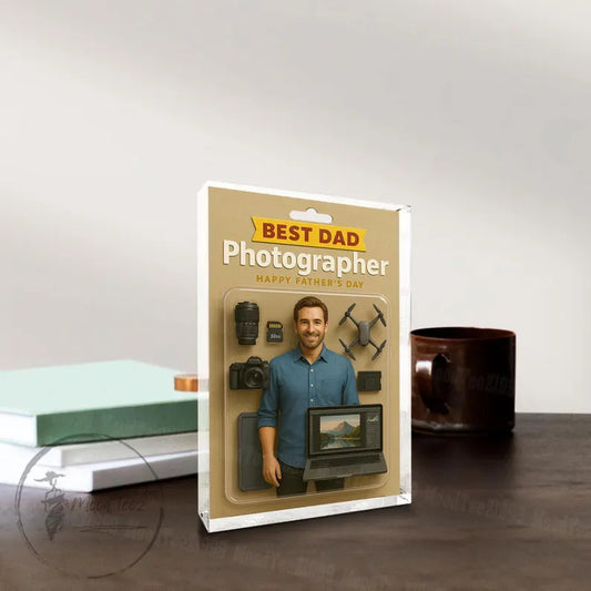 Best Dad Photographer Gift – Custom Father's Day Acrylic Block for Camera Lover Dad, Unique Gift Idea for Photographer Father