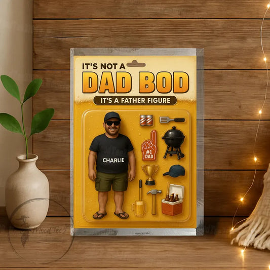 Dad Bod Father's Day Gift – Funny Personalized Acrylic Block for Dad with BBQ, Beer & Custom Name, Unique Gift for Father Figure 06