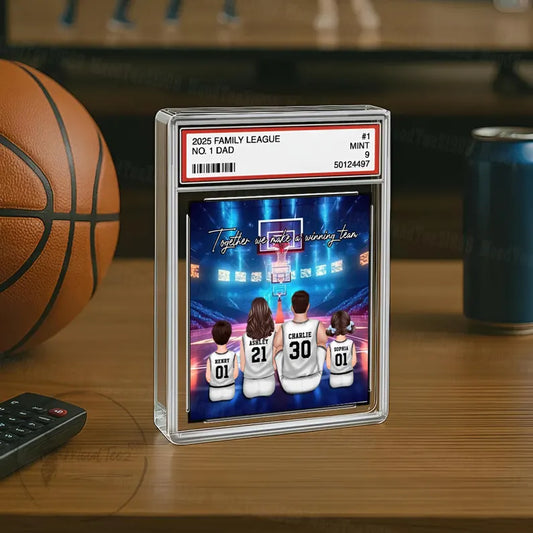 Basketball Daddys Dream Team No. 1 Dad Custom Figure, Man Kids Sitting Trading Card Style, Gift for Dad, Basketball Keepsake