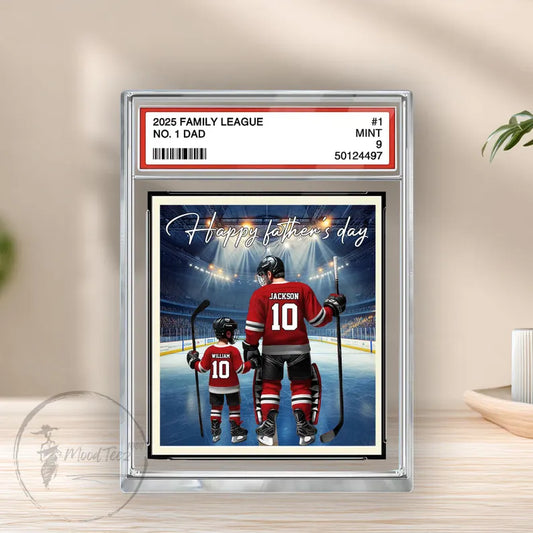 Hockey No. 1 Dad Personalized Trading Card Acrylic Block Plaque, Father's Day Gift For Hockey Lover, Hockey Player, Gift For Hockey Husband