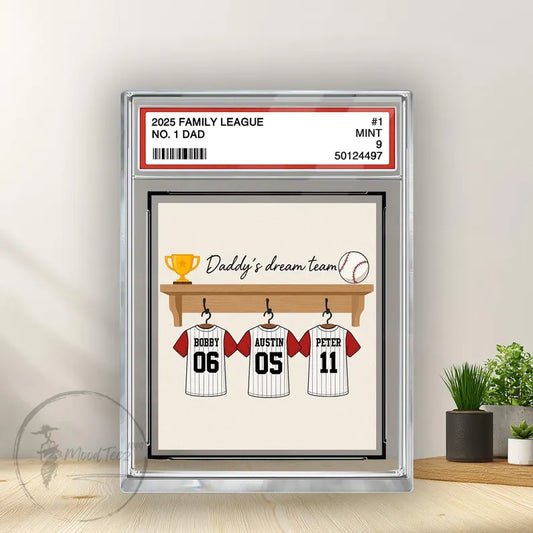 Baseball No. 1 Dad Grandpa Man & Kids Trading Card Style Personalized Acrylic Block Plaque, Father's Day Gift for Baseball Dad, Husband