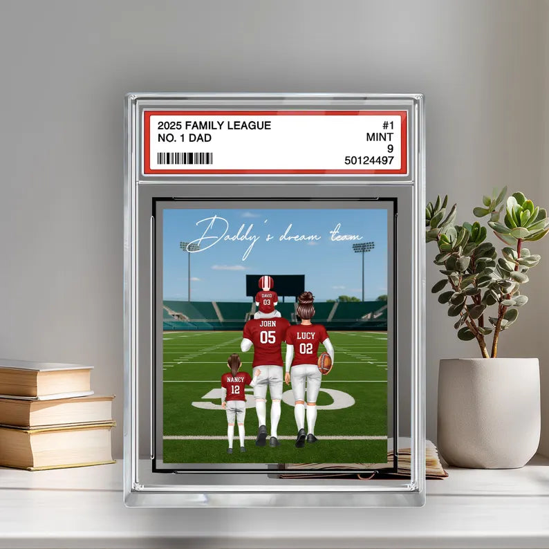 Father's Day Gift, Football No. 1 Dad Man & Family Trading Card 2D, Personalized Acrylic Block Plaque, Father's Day Gift for Football Dad