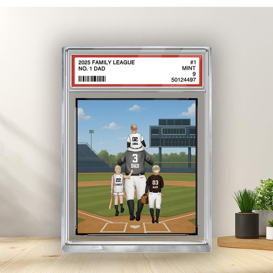 Personalized Baseball Trading Card Acrylic Block, Father’s Day Gift for Dad Grandpa Husband, Custom No. 1 Baseball Plaque for Coach & Kids