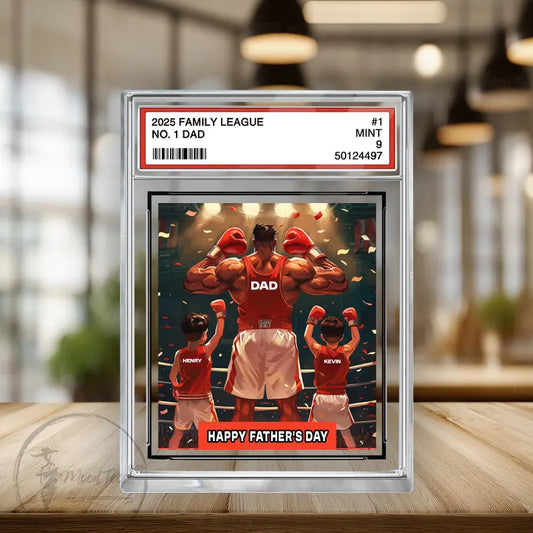 Boxing No. 1 Dad Personalized Trading Card Acrylic Block Plaque, Custom Father's Day Gift from Kid, Sport Dad Keepsake, Dad & KidS Decor