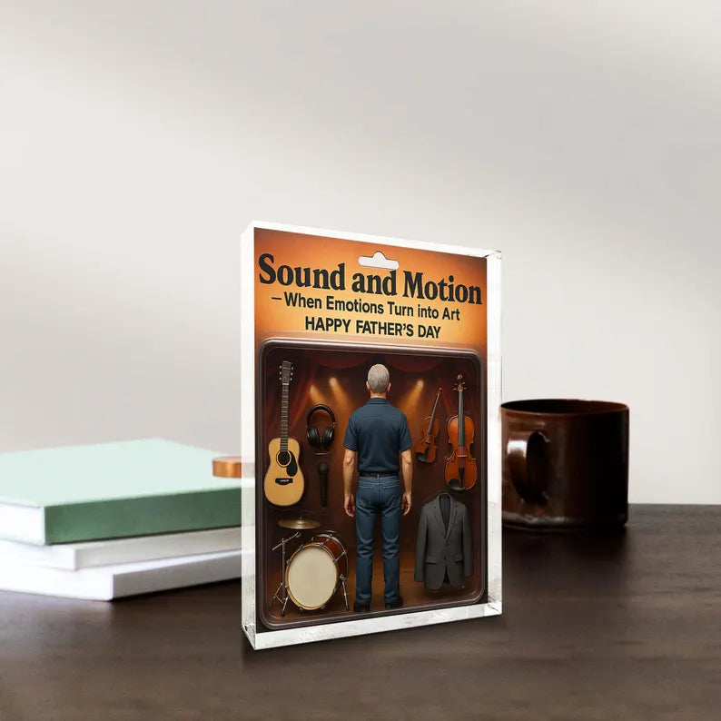 Personalized Musician Dad Acrylic Block – Father’s Day Gift for Music Lover | Guitar, Violin, Drum Display Keepsake for Artistic