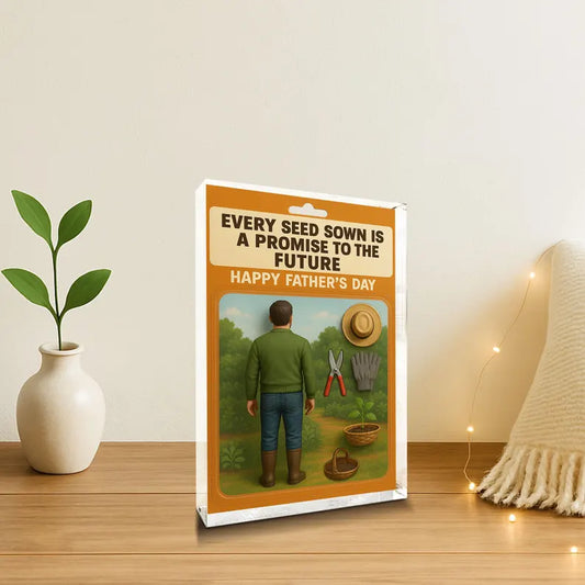 Personalized Gardener Dad Acrylic Block – Father’s Day Gift for Plant Lover | Custom Garden Tools Display Keepsake for Nature-Growing Father