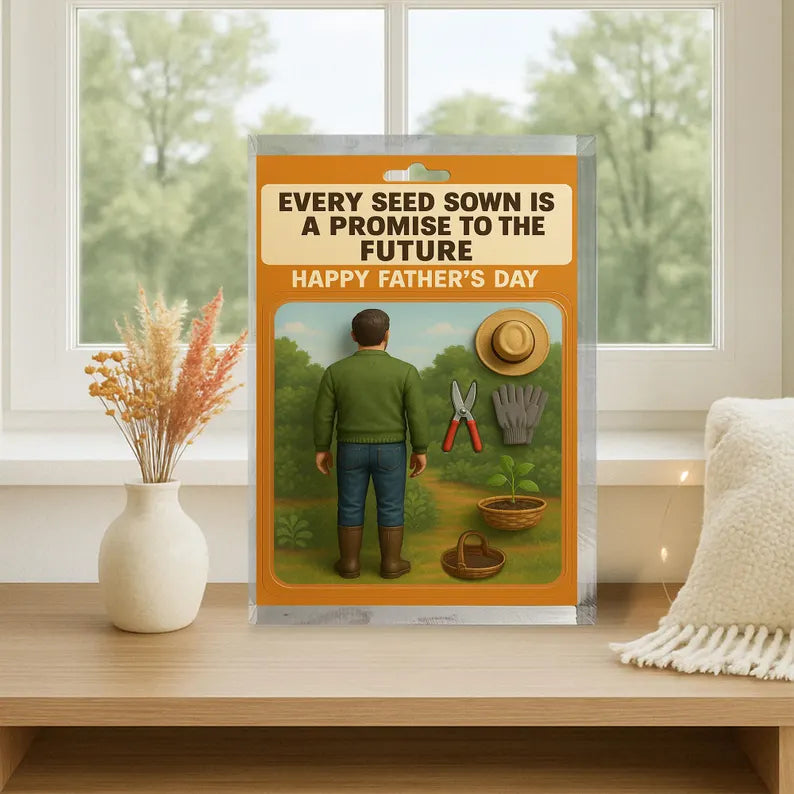 Personalized Gardener Dad Acrylic Block – Father’s Day Gift for Plant Lover | Custom Garden Tools Display Keepsake for Nature-Growing Father