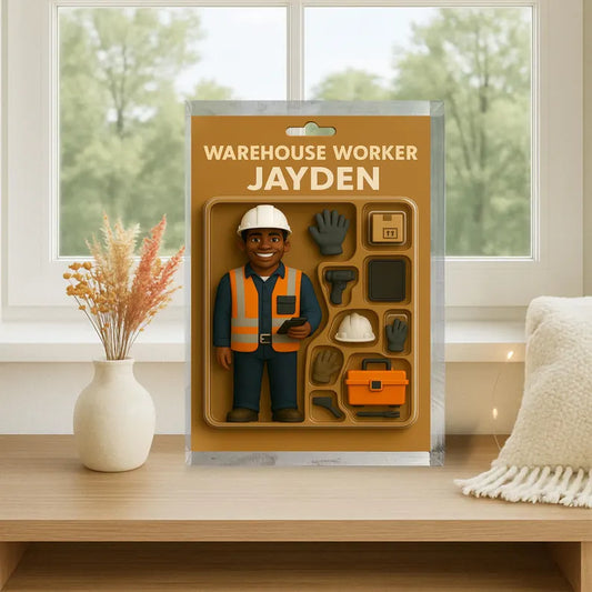 Personalized Gift for Warehouse Worker –Custom Acrylic Block with Name – Unique Figurine Keepsake for Dad, Husband, or Coworker Appreciation