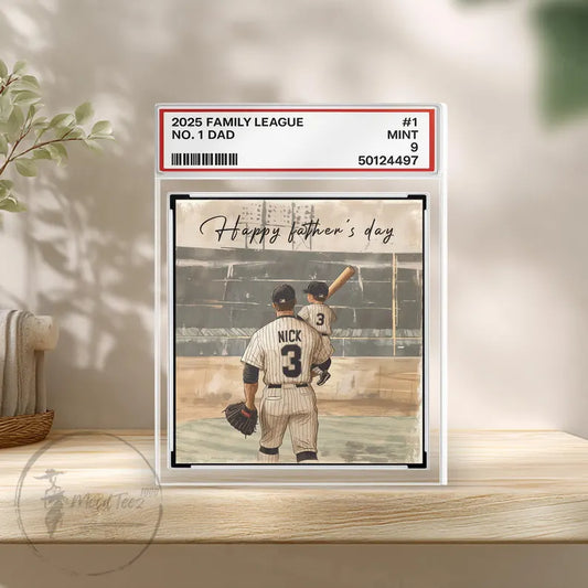 Baseball No. 1 Dad Grandpa Man & Kids Trading Card Style Personalized Acrylic Block Plaque, Father's Day Gift for Baseball Dad, Husband