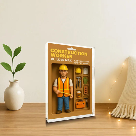 Personalized Construction Worker Action Figure with Realistic Tools and Accessories, Built to Measure, Ready to Work,Perfect Gift for Father