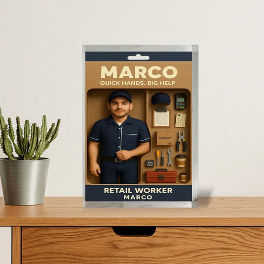 Personalized Retail Worker Gift – Custom Acrylic Block Honoring Store Staff & Team Members – Appreciation Display for Frontline Heroes