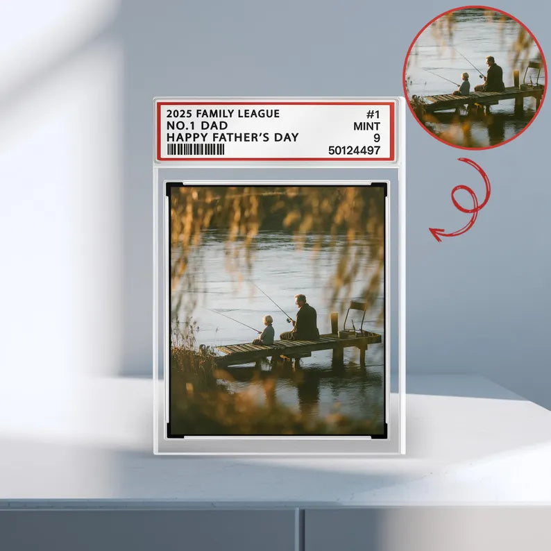 No.1 Dad Custom Fathers Day Gift For Dad, Photo Grandpa And Kids Action Figure Acrylic Block, Best Grandpa Ever Block Plaque,Gift For Daddy