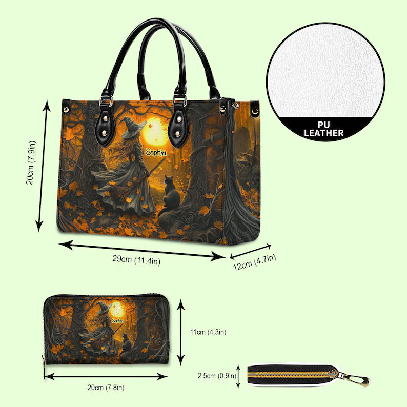 Personalized Witchy Gothic Print Art Handbag With Handle, Spooky Ghost Vibes Handbag, Spooky Season Bag, Halloween Accessories Gift