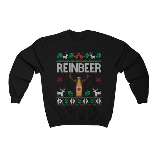 Reinbeer Beer Christmas Sweatshirt for Him, Craft Beer Lover Gift for Men, Xmas Party Drinking Shirt, Holiday Clothes Homebrewing Unisex