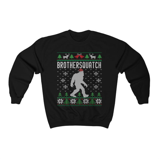 Matching Family Ugly Christmas For Brother Santa Hat Sasquatch Shirt Xmas Bigfoot Sweatshirt Unisex Heavy Blend Crewnec