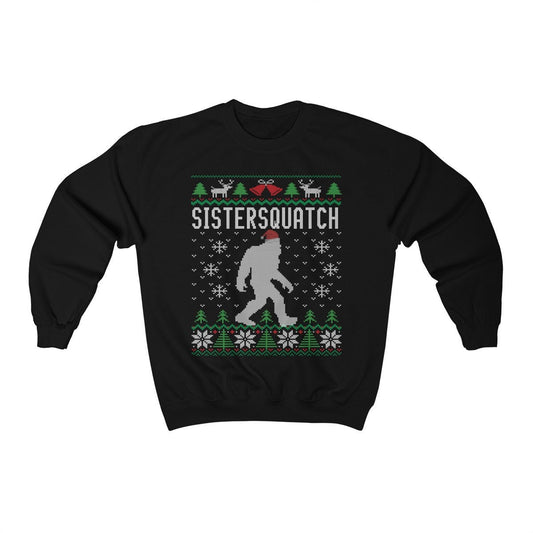 Matching Family Ugly Christmas For Sister Santa Hat Sasquatch Shirt Xmas Bigfoot Sweatshirt Unisex Heavy Blend Crewneck