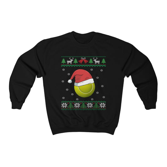 Tennis Ball Santa Hat Ugly Christmas Sweatshirt | Funny Tennis Shirt | Tennis Player Gift | Tennis Coach Mom Dad | Tennis Fan