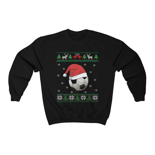 Soccer Ball Santa Hat Ugly Christmas Sweatshirt | Funny Soccer Fan Shirt | Soccer Player Gift | Matching Soccer Team Coach