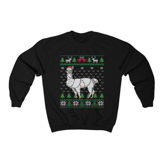LLama Ugly Christmas Sweatshirt, Llama Santa Wrapped Christmas Lights, Funny Llama Pun Shirt, Llama Lover Gift, Unisex Crewneck Sweatshirt