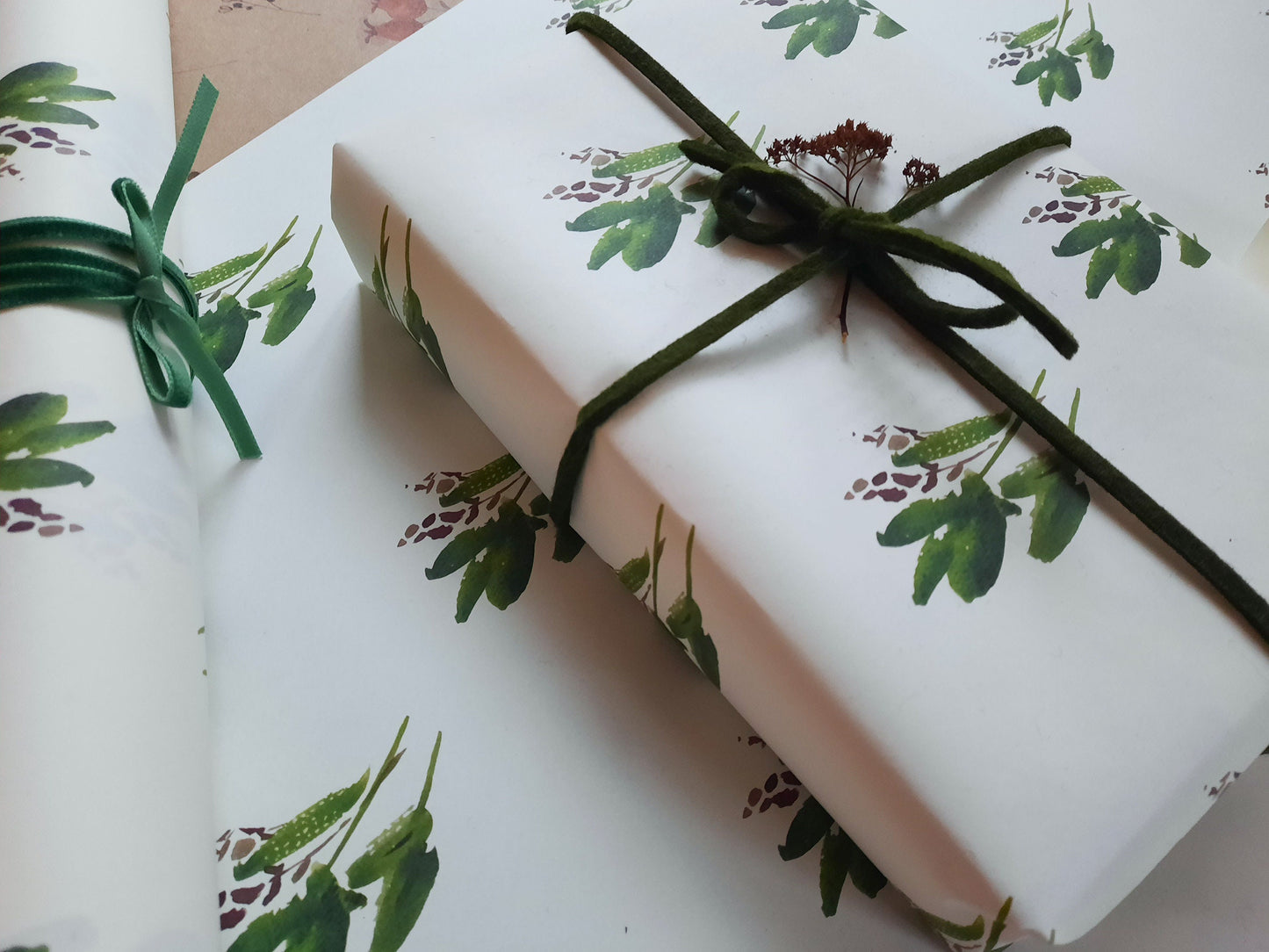 Wrapping paper,Gift Wrap, Rustic Wrap, Watercolour Gift Warp, Wrapping paper, gift paper, green leaves wrap paper, watercolour wrapping