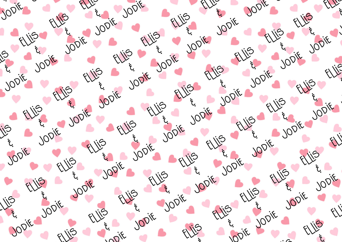Valentines, Personalised A3 Packing Wrapping Paper, Custom Gift Wrap, Customised, Hearts Wrapping Paper, Small Business Order Packaging Book