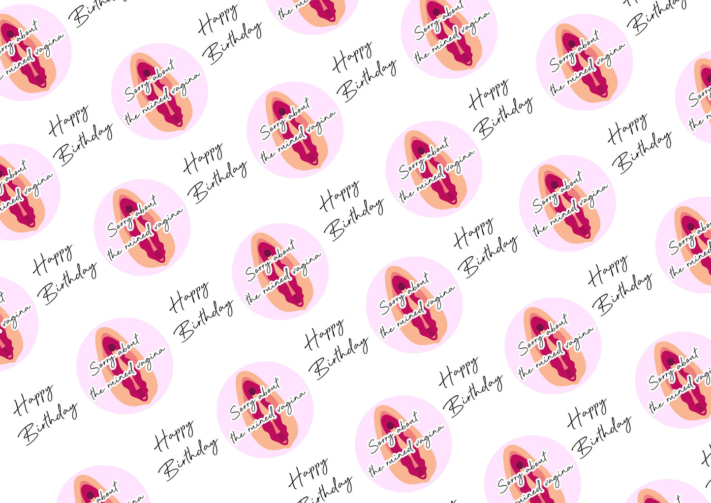 Personalised A3 Birthday Wrapping Paper, Mothers Days, Ruined Vagina, Profanity Paper, Custom Gift Wrap, Customised Swearing Wrapping Paper.