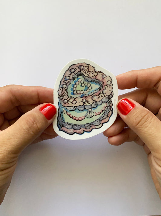 Frosted Cake | 3" Glossy Vinyl Sticker Decal | Waterproof Weatherproof | Frosting Cake Birthday