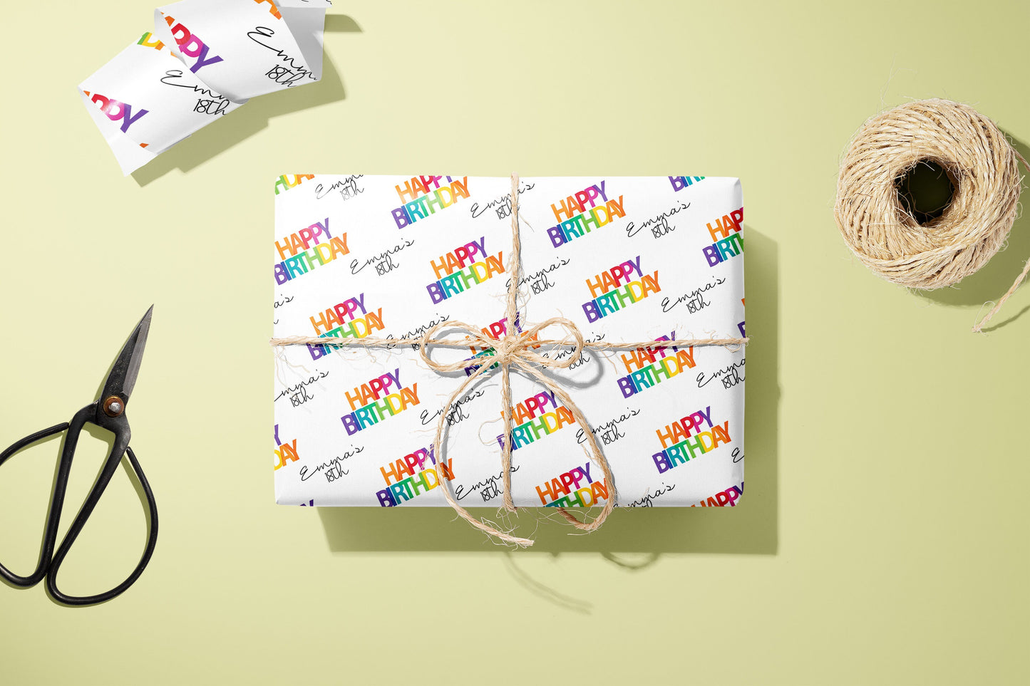Personalised Birthday Gift Wrap, Wrapping Paper, Rainbow, You Name, Customised, Wedding, Party, Paper, Your Age, 18, 21, 30, 40, 50.