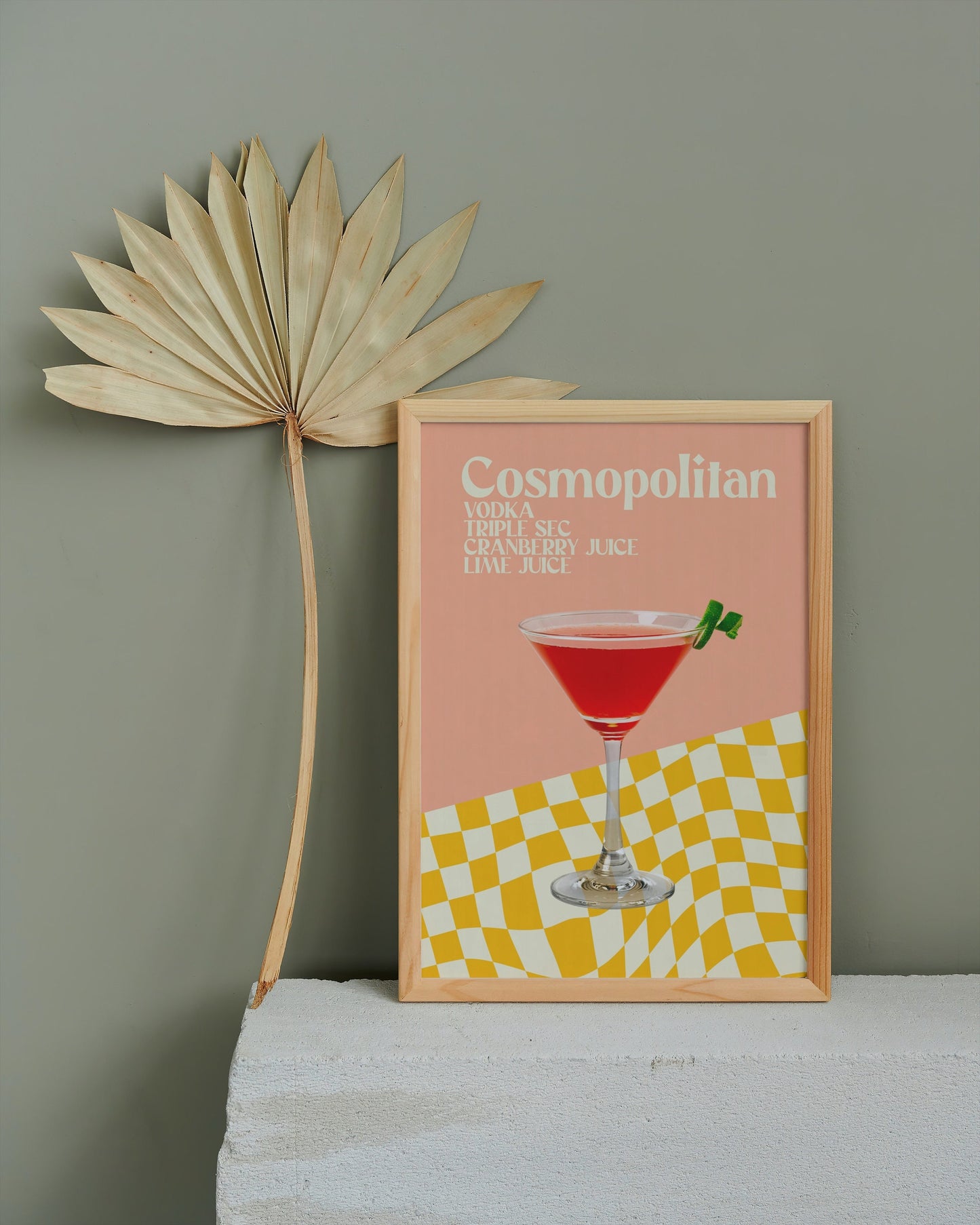 Colourful Cosmopolitan Cocktail Print - Retro, 70s Aesthetic, Bright Pastels, On Trend Fashion Prints, Bar Poster, Kitchen Prints, Cosmo Art