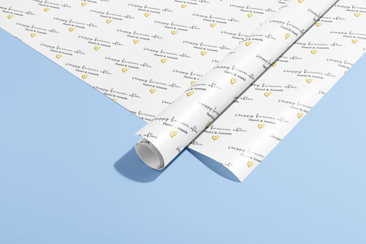 Personalised, Forever after, Surname, Wrapping Paper, Gift Wrap, Customised, Wedding, Party, Engagement, Couples, Newly Weds, Anniversary