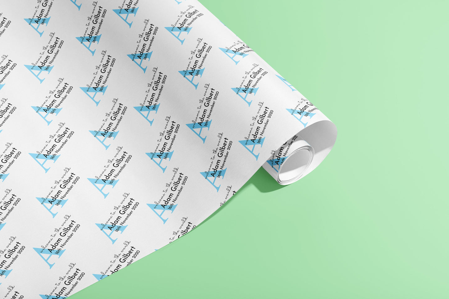 Personalised Newborn Wrapping Paper, Gift Wrap, Customised, New Born, New Baby, Baby Shower, Celebration, Boy, Blue, New Parents, Paper