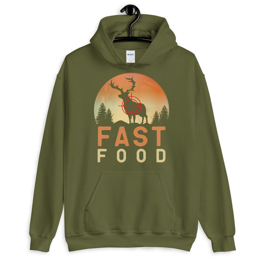 funny hunting hoodie, fast food deer hunting hoodie, buck hoodie, gift for hunter, hunting humor