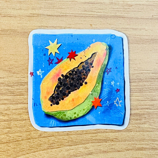 Papaya | 3" Glossy Vinyl Sticker Decal | Waterproof Weatherproof | Collage Fruit Sticker