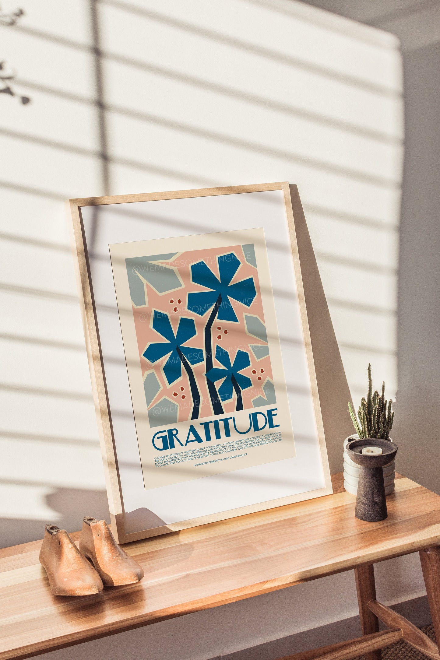 Gratitude Affirmation Print, Positive wall art, Boho Art, Yoga Art, Meditation Print, Mindfulness cards, Bedroom, Gift, Self Love Print