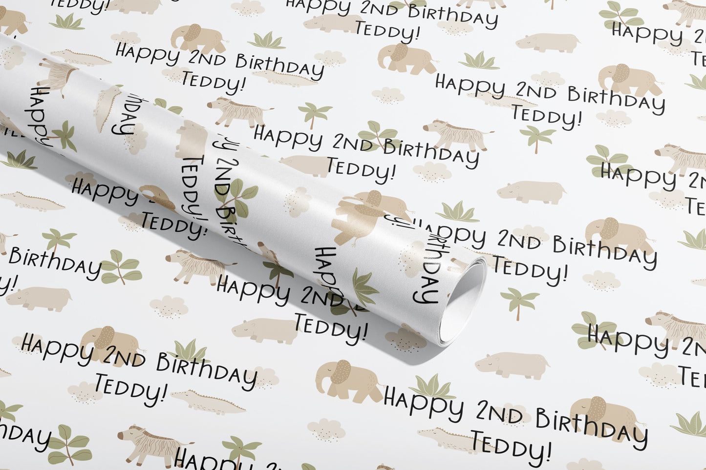 Personalised Birthday Gift Wrap, Wrapping Paper, Safari, Your Name, Customised, Animal, Paper, Your Age, Pattern, Eco friendly, Recyclable