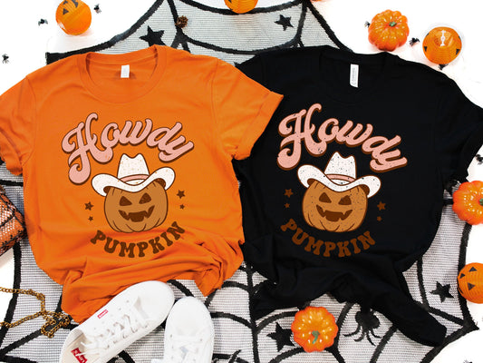 Howdy Pumpkin Halloween Shirt, Cute Women's Western Halloween Tee, Retro Halloween Sweatshirt, Cute Country Cowgirl Halloween T-Shirt