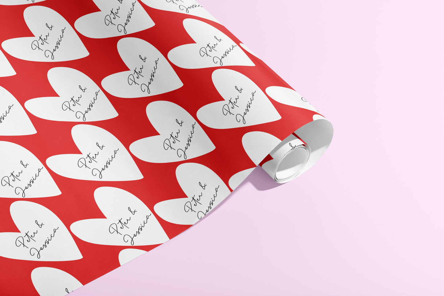 Personalised Gift Wrap, Names, Wrapping Paper, Birthday, Hearts, Customised, Wedding, Party, Engagement, Couples, Valentines Anniversary Red